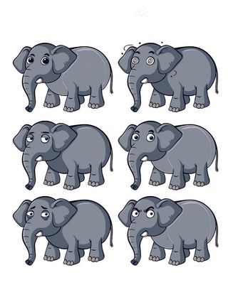 卡通动物大象表情图案设计素材