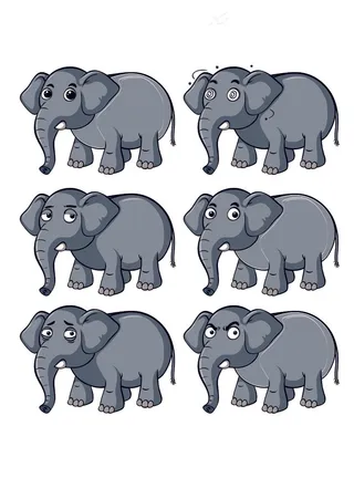 卡通动物大象表情图案设计素材