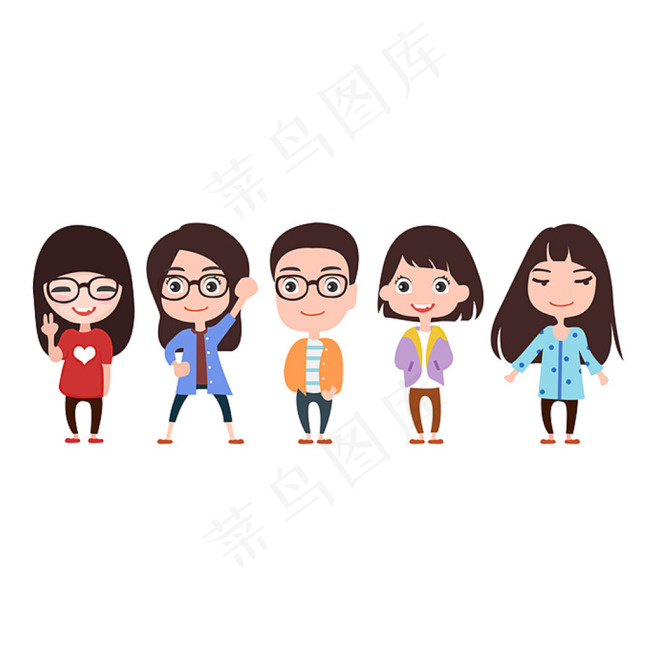 扁平人物素材ai矢量模版下载