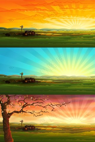 优美的郊外风光矢量素材