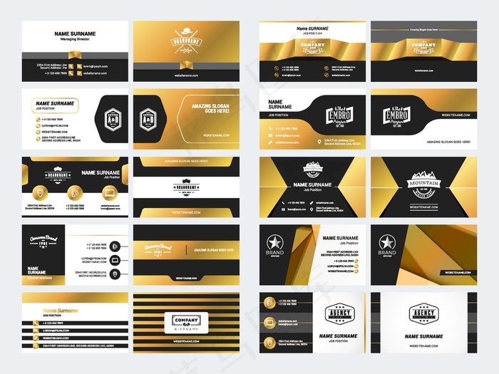 商务金色几何名片图片