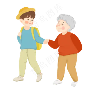 手绘重阳节老人与小孩手绘重阳节老人与小孩