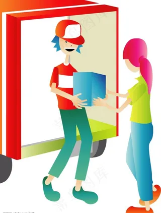 卡通人物礼物搬运工图片