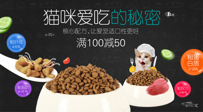 2018年猫咪爱吃的猫粮微信主图免...psd模版下载