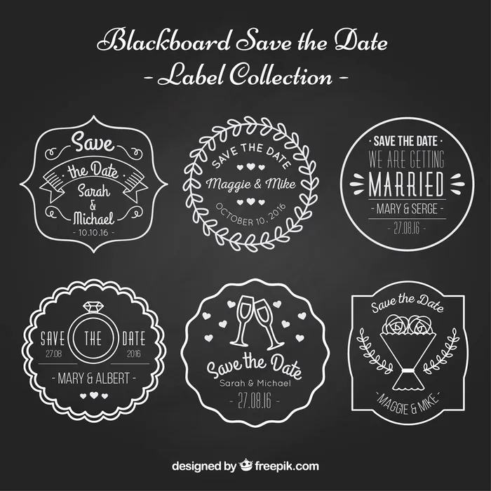 关于黑色背景婚礼的美丽的标签ai矢量模版下载