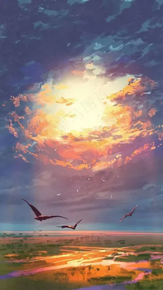 插画大雁高清摄影图片