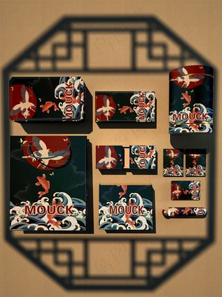 棕茶色中式花窗背景中国风国潮文创样机