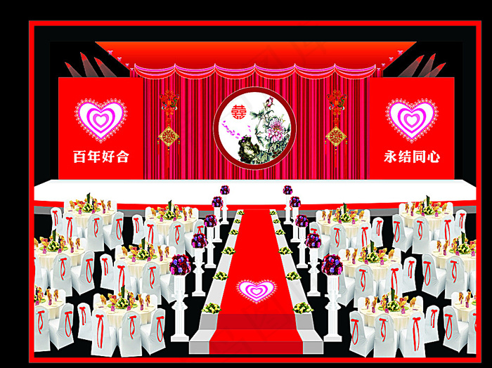 中国风主题婚礼舞台图片(432X326)cdr矢量模版下载