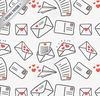 创意情书无缝背景矢量素材图片