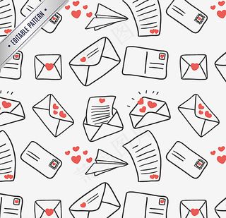 创意情书无缝背景矢量素材图片