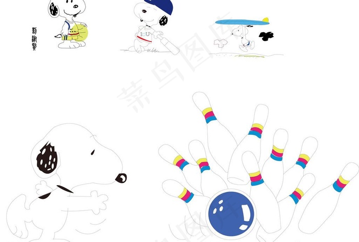 史奴比可爱图片ai矢量模版下载