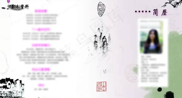 中国风求职简历模板PSD素材