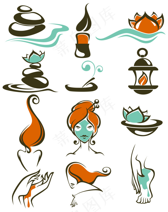 手绘创意美容SPA用品图标