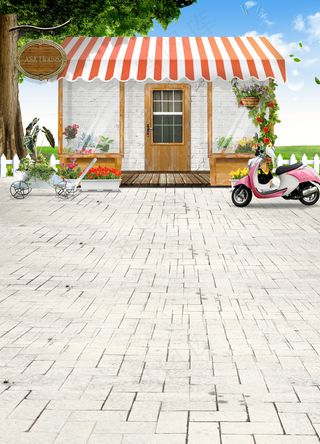 野外的小房屋主题影楼摄影背景图片