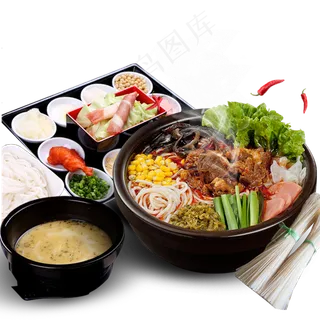 云南过桥米线美食海报宣传透明元素