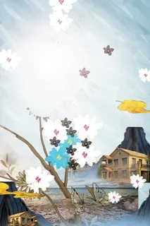 新中式地产高端开幕海报背景素材