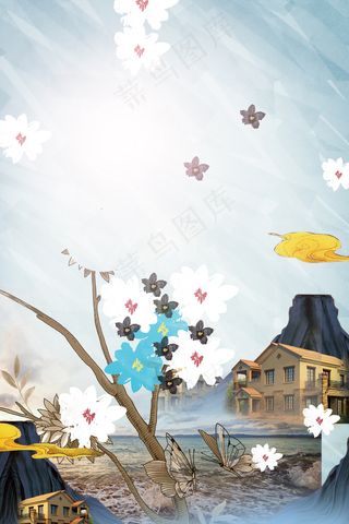 新中式地产高端开幕海报背景素材