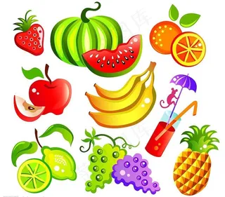 各种卡通风格水果矢量素材图片