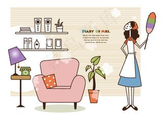 家庭主妇插画设计矢量素材-2