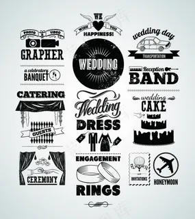 复古婚礼纪念日设计元素矢量素材 复古婚礼纪念日设计元素矢量素材