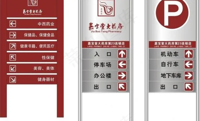 大药房导引牌标识 立式户外广告牌 ...cdr矢量模版下载