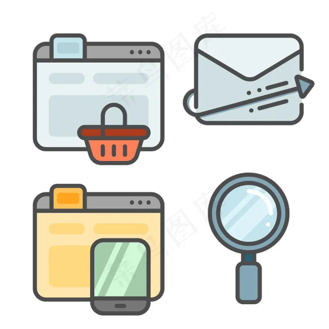 可爱互联网icon图标eps,ai矢量模版下载