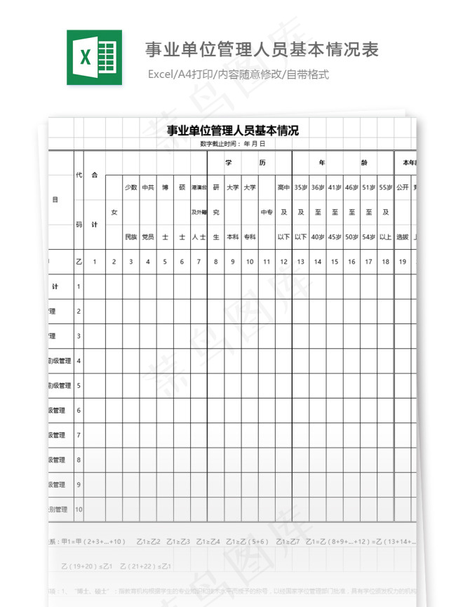 事业单位管理人员基本情况表格