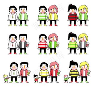 9款伙伴人物设计矢量图