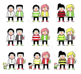 9款伙伴人物设计矢量图