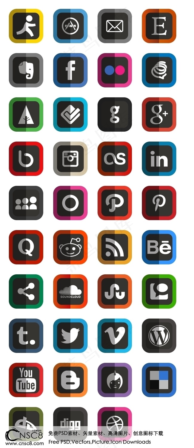 折叠社交媒体图标下载