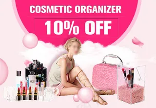 淘宝促销粉红海报化妆收纳盒EDM