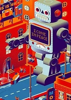 道路上的机器人矢量素材eps,ai矢量模版下载