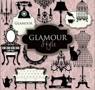 欧式生活用品剪影图片