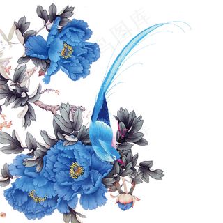 古典中国风手绘卡通花卉海报背景花开...