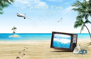 夏日海滩素材图片