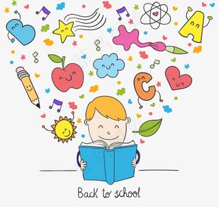 卡通读书男孩矢量