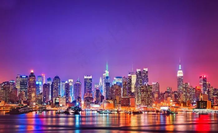 夜海城市city背景设计素材图片下...