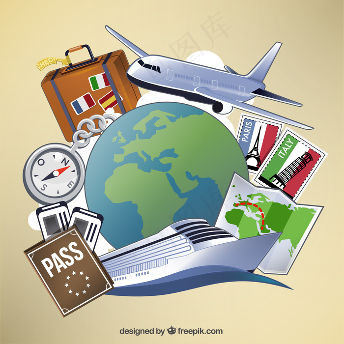 旅游与旅游要素ai矢量模版下载