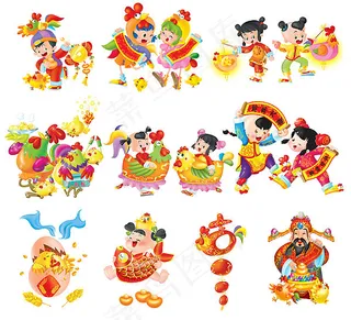 鸡年喜庆儿童卡通PSD素材
