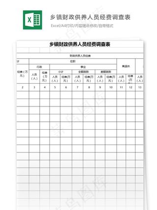 乡镇财政供养人员经费调查表格