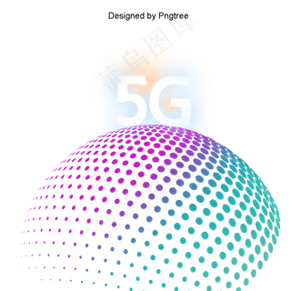 彩色波点立体5G科技,免抠元素