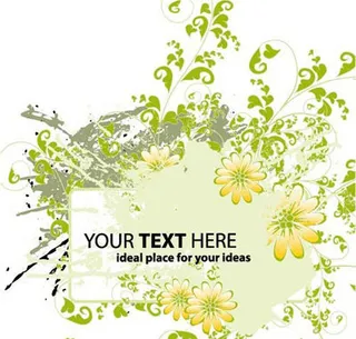 绿色花卉装饰公告栏矢量素材