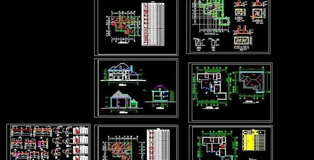 简易二层坡屋顶小洋楼设计图附带结构...