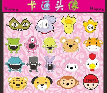 卡通头像矢量图图片