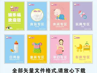 婴儿妇婴店分类标识牌图片