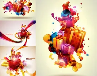 缤纷圣诞节礼物矢量素材