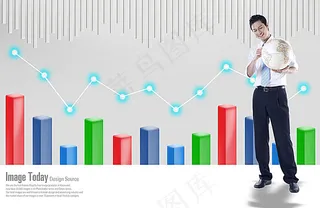 商务男人与统计图