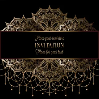 金色精美立体花纹花边矢量素材