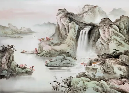 水墨江山电视背景墙免费下载