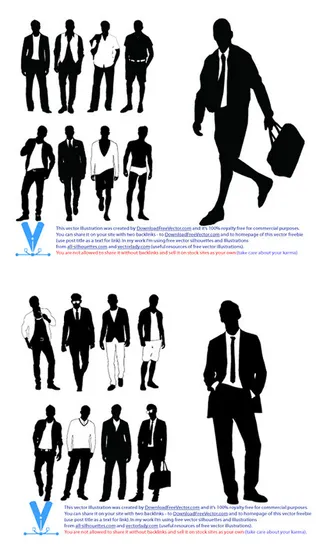 时尚休闲男士剪影矢量素材